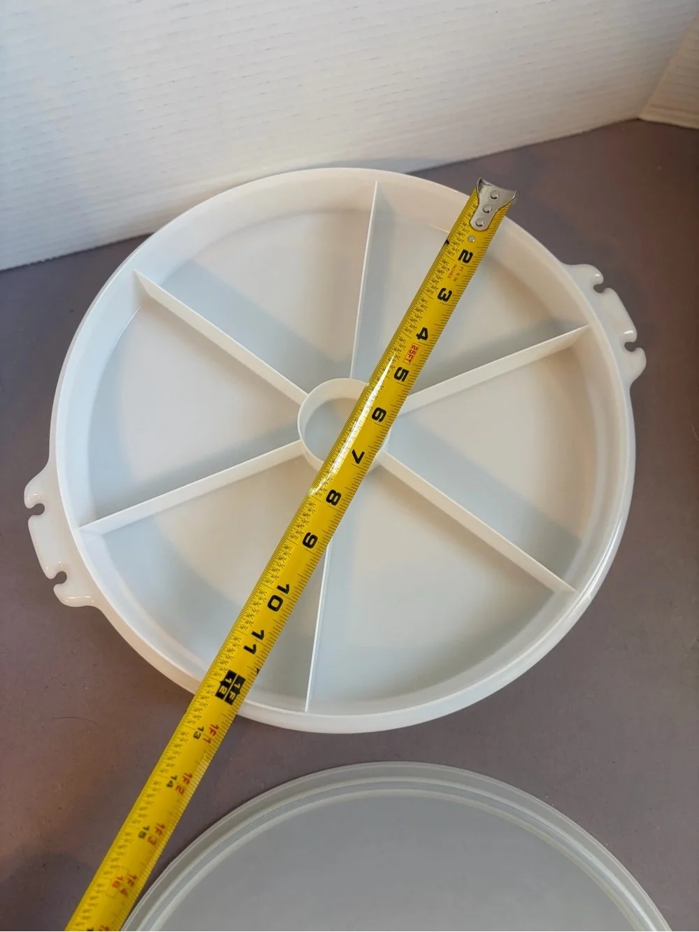 Vintage Tupperware Round Divided Serving Tray with Lid